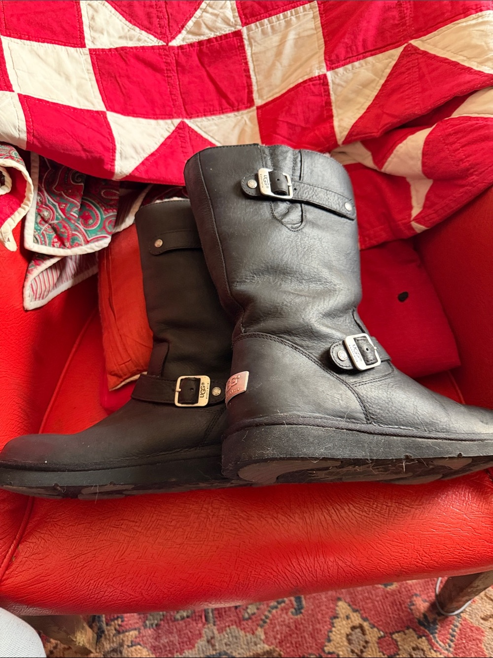 UGG Australia Black Sutter 5678 Leather Buckle Boot - Picture 4 of 9